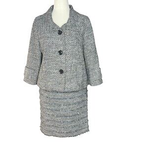 CLASSIQUES ENTIER ATELIER Women’s Woolblend Grey Tweed  Skirt Suit L/12